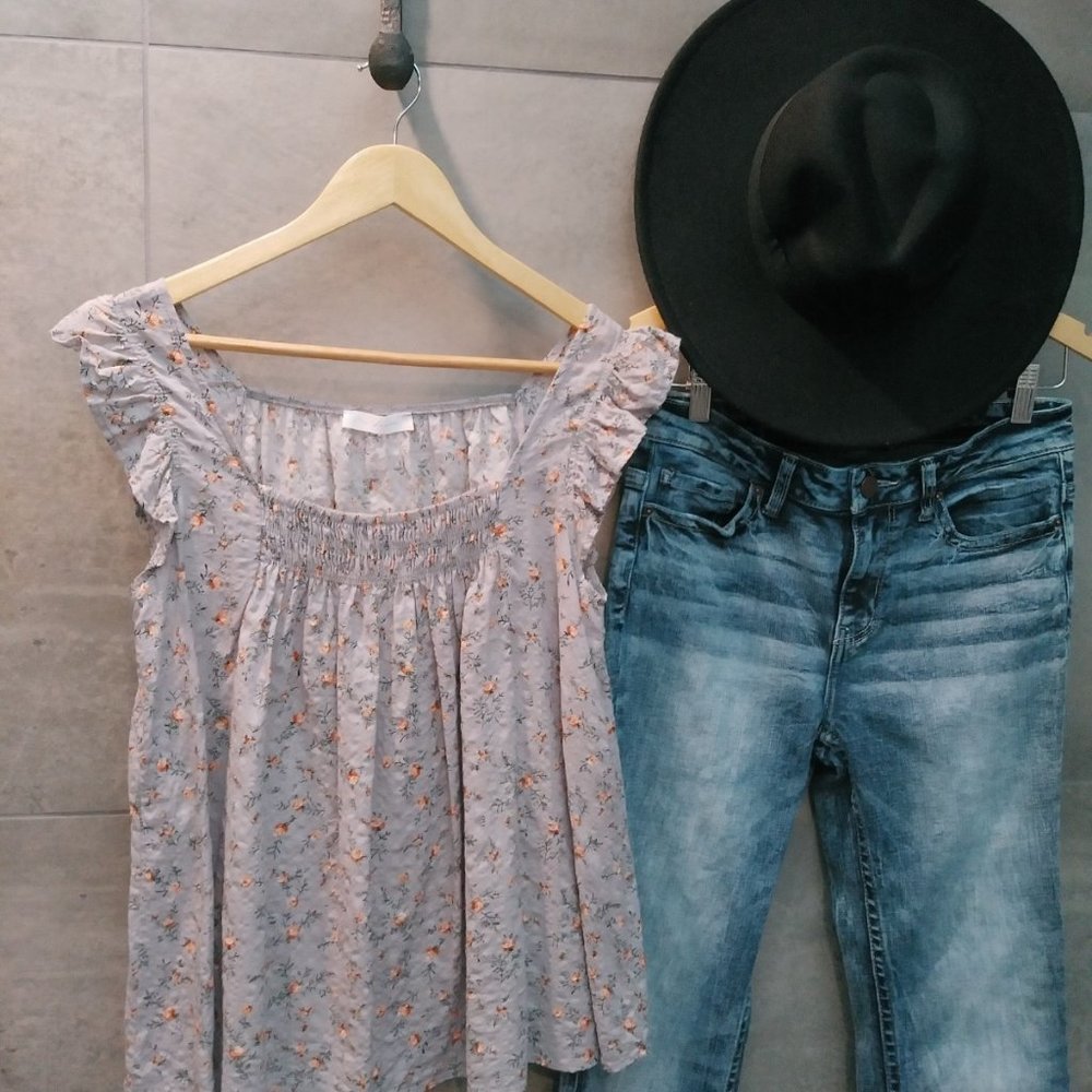 Ces femme short sleeve floral blouse